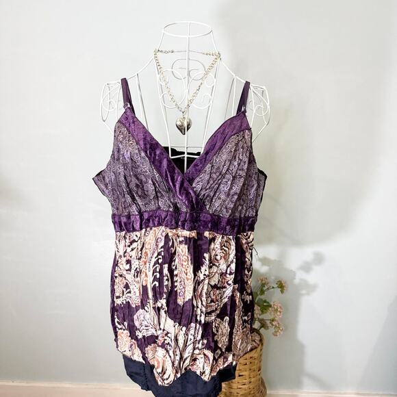 Gorgeous vintage y2k purple paisley babydoll fairy cami tank top - Picture 6 of 8